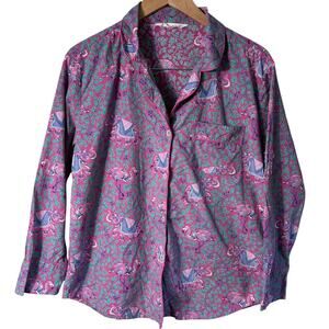Printfresh Elephant Flamingo pajama top size S Pink Mint Green